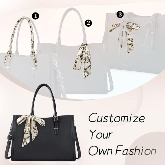 Laptop Bag for Women Black Waterproof Leather Work Bag for Office & Travel - Picture 4 of 7